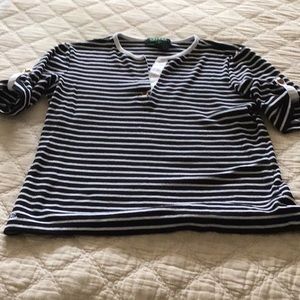 Ralph Lauren top black and white stripes. Like new